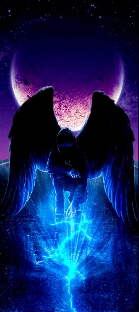 Angel Dark Moon Wings Hd Phone Wallpaper Peakpx
