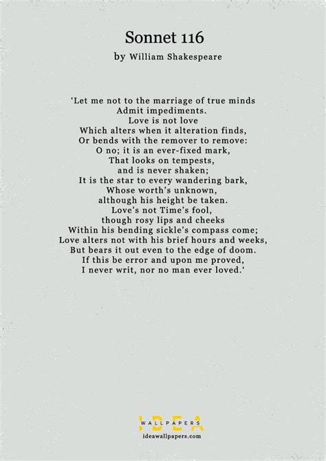Sonnet 116 By William Shakespeare Wedding Readings Shakespeare Love