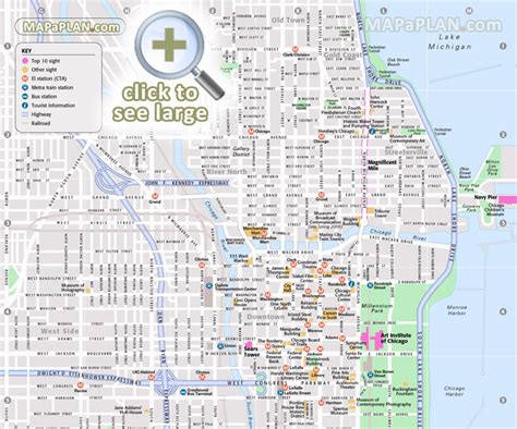 Chicago Maps Top Tourist Attractions Free Printable City Street Map