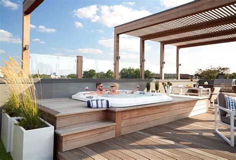 35 Brilliant Rooftop Deck Ideas To Inspire You Rooftop Terrace Design Hot Tub Deck Jacuzzi