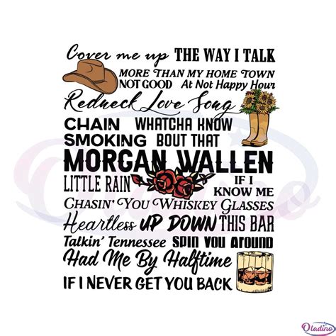 Morgan Wallen Songs Country Music Lovers Svg Cutting Files