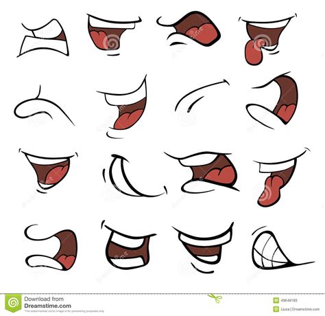 Set Of Mouths Cartoon Stock Vector Illustration Of Happiness 49648183