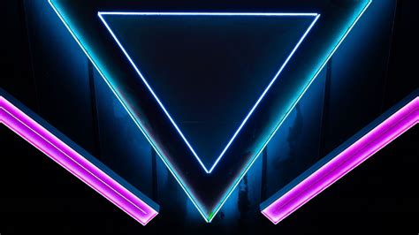 Wallpaper Neon Shape Triangle Hd Picture Image
