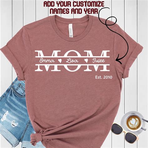 Personalized Mom Shirt Mama Shirt With Kids Names T Shirt Etsy