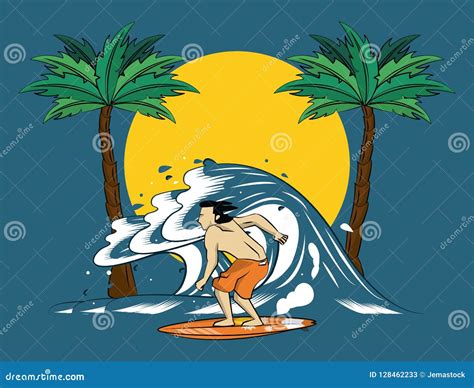 Tropical Surfing Lifestyle Theme Stock Vector Illustration Of Ocean