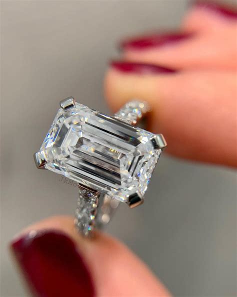 410 Ct Emerald Cut Moissanite Engagement Ring Diamond Etsy