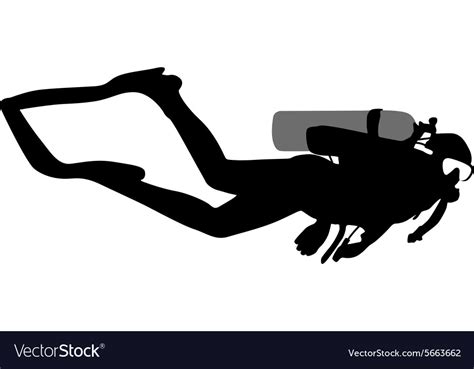 Black Silhouette Scuba Divers Royalty Free Vector Image