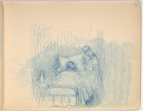 scène d intérieur figure près d un lit où est couchée une autre figure lucien lévy dhurmer