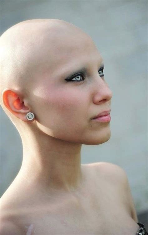 striking hairdare bald smooth headshave closeshave baldwoman shavedhead browless