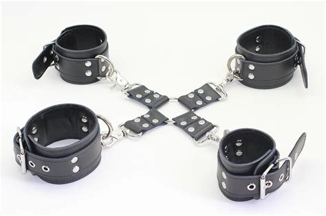 buy smspade leather bdsm bondage leather handcuffs anklecuffs and cross ring