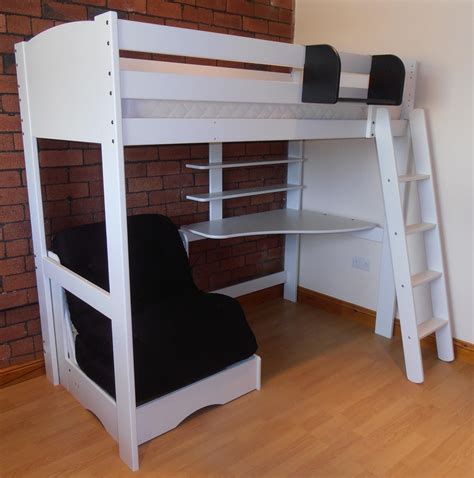 High Sleeper With Desk Shelves And Chair Bed Scallywag Kids Cabin