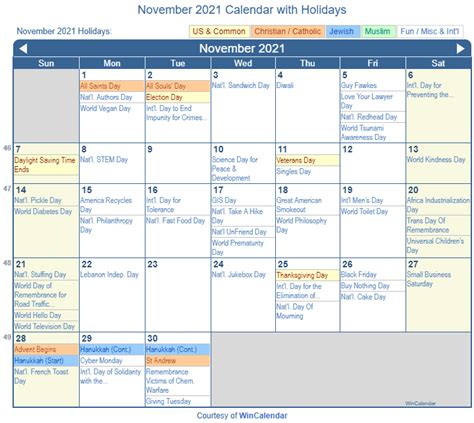 Print Friendly November 2021 Us Calendar For Printing