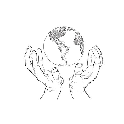 Hands Holding Planet Sketch Earth Drawings Planet Drawing Drawings