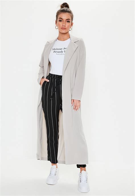 Missguided Grey Long Sleeve Maxi Duster Jacket Grey Long Sleeve Long Sleeve Maxi Duster Jacket
