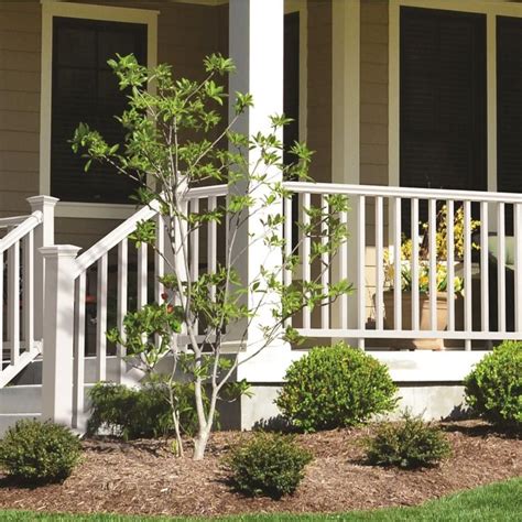 Fypon® quickrail® premium stair rail kit with colonial spindles. Veranda Traditional 8 ft. x 36 in. White PolyComposite ...