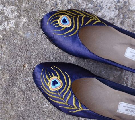 Handmade Flats With A Peacock Embroidery Made To Your Measurements
