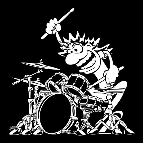 Crazy Drummer Cartoon Illustration Digital Art By Jeff Hobrath Pixels