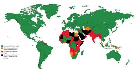 Map Of Worldwide Legal Status Regarding Homosexual Sex 6460 × 3455 Oc