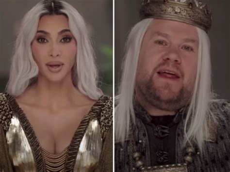 kim kardashian beheads enemy in hilarious house of the dragon spoof with james corden flipboard