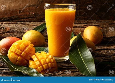 Delicious Mango Juice Smoothie In Glass Stock Photo Image Of Gourmet