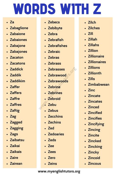 Z Words In Math
