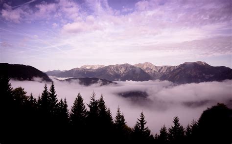 Download Wallpaper 3840x2400 Mountains Clouds Trees Landscape High