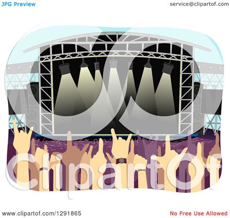 Clipart Of An Open Air Stadium With Concert Fans Royalty Free Vector