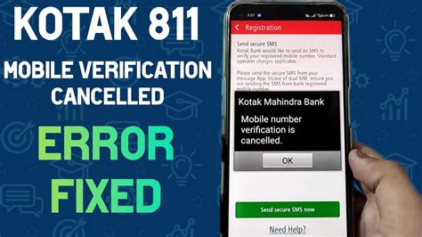 How To Fix Kotak 811 Mobile Verification Cancelled Error Kotak 811