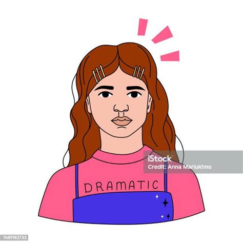 Lined Girl Avatars In Bold Modern Style Vibrant Portrait Gen Z Stok Vektör Sanatı And 13 19 Yaş