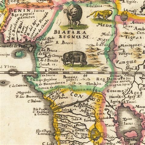 Ancient Map Of Africa 1638 Very Rare Map Beautiful Map Etsy