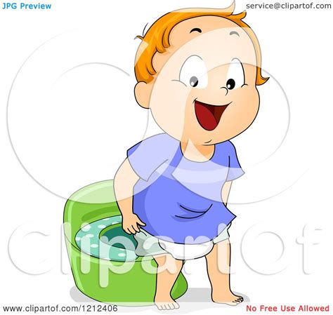 Cartoon Of A Boy Standing By A Potty Training Device Royalty Free