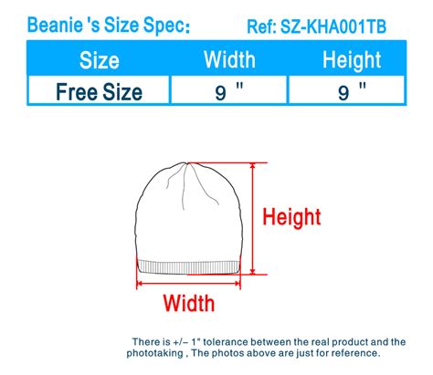 Beanie & Knit Hat Size Chart