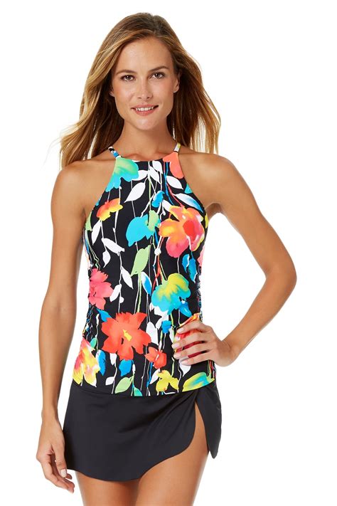 Anne Cole Anne Cole Women S Growing Floral High Neck Halter Tankini