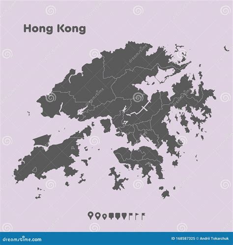 Vector Kaart China Sjabloon In Hong Kong Regio Vector Illustratie