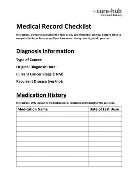 Explore Our Image Of Medical History Checklist Template For Free
