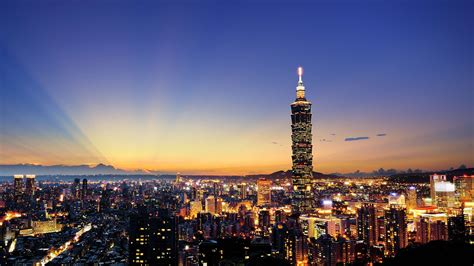 Download Wallpaper 2560x1440 Taiwan Taipei City Evening Sunset