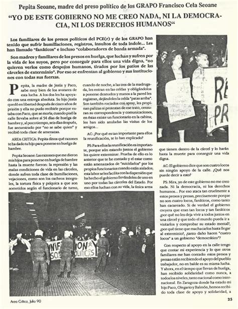 Hace 30 Años Sobre Presos Políticos En Huelga De Hambre Represión Y