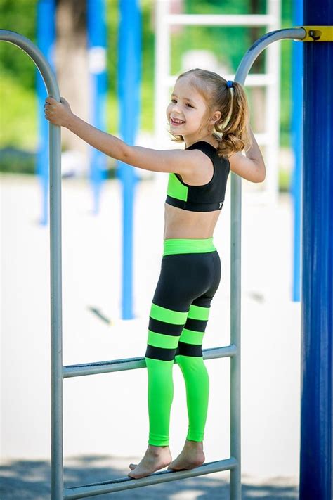 Kids Dancewear Kids Activewear Set Top And Leggings Black And Green