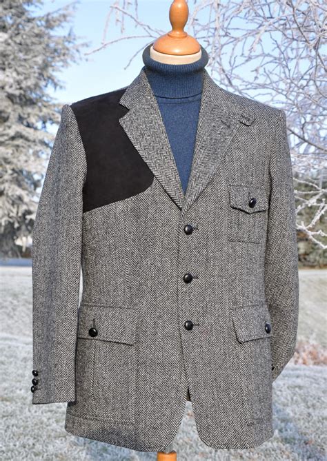 Grey Herringbone Harris Tweed Jacket