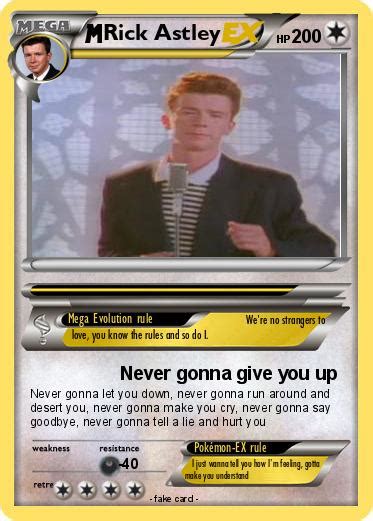 Pokémon Rick Astley 235 235 Never Gonna Give You Up My Pokemon Card