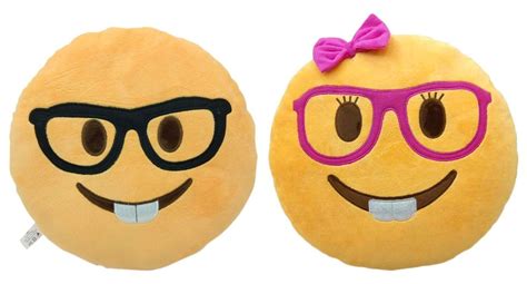 2 Pack Option Nerd Face And Lady Nerd Emoji Pillow Emoticon Stuffed Plush Toy Ebay
