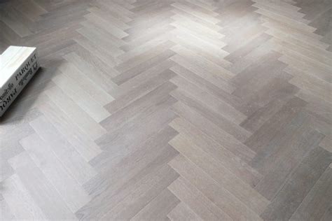 Prime Engineered Flooring Oak Herringbone White Grey Brushed UV Oiled