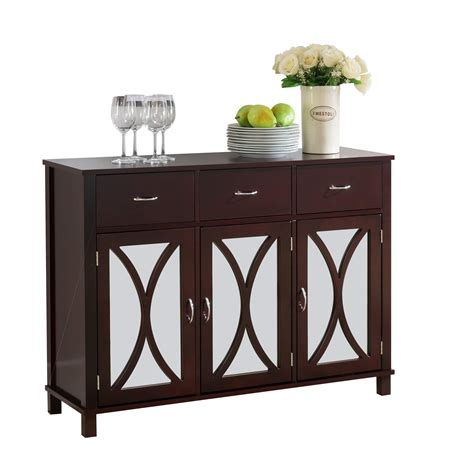 Pilaster Designs Espresso Wood Sideboard Buffet Server Console Table With Storage Drawers