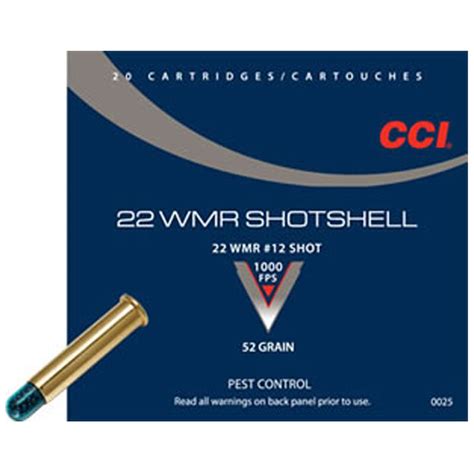 Cci Shotshell 22 Wmr Ammunition 20 Rounds 12 Shot 52 Grain 1000 Feet