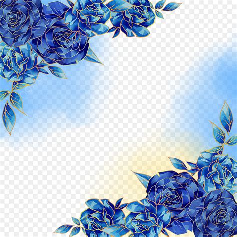 รูปขอบน้ำกุหลาบสีน้ำเงิน Png สีน้ำ สีน้ำเงิน ดอกกุหลาบภาพ Png และ