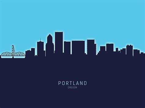 Portland Oregon Skyline Digital Art By Michael Tompsett Pixels
