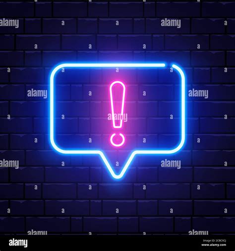 Neon Glowing Exclamation Mark Quiz Neon Banner Shining Neon Speech