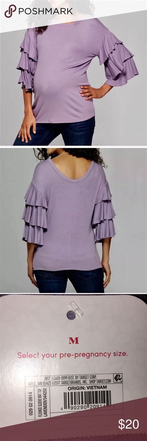 Stylish Lavender Maternity Top With Flounce Sleeves
