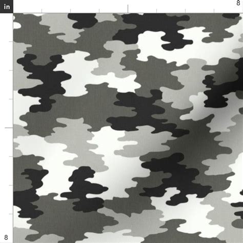 Gray Camouflage Fabric Camo Black White Grey Camouflage By Etsy