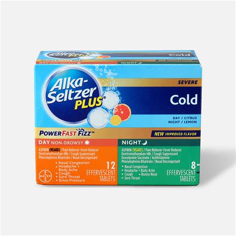 Alka Seltzer Plus Cold Powerfast Fizz Day And Night Effervescent Tablets